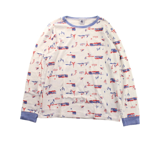 A White Pyjama Sets from Petit Bateau in size 12Y for boy. (Front View)