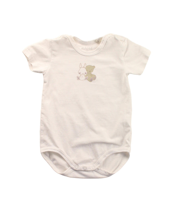 A White Short Sleeve Bodysuits from Kanz in size 3-6M for neutral. (Front View)