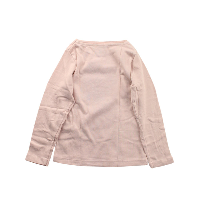 A Pink Long Sleeve T Shirts from Petit Bateau in size 4T for girl. (Back View)