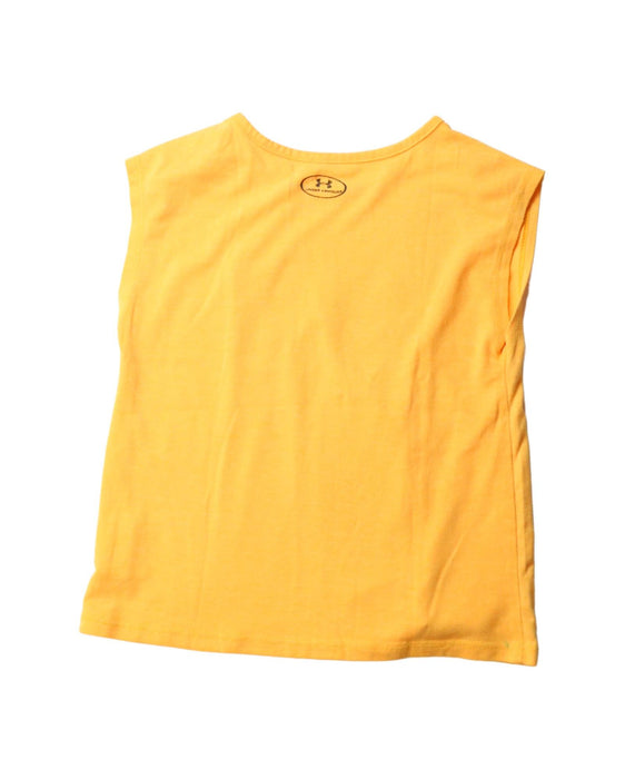 A Yellow Sleeveless T Shirts from Under Armour in size 5T for girl. (Back View)