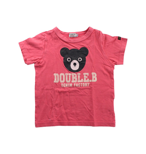 A Pink Short Sleeve T Shirts from Miki House in size 4T for boy. (Front View)