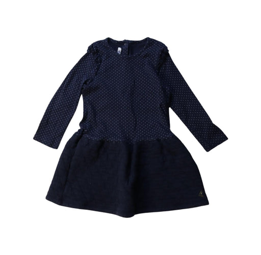 A Navy Long Sleeve Dresses from Petit Bateau in size 2T for girl. (Front View)
