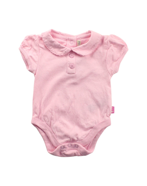 A Pink Short Sleeve Bodysuits from Jojo Maman Bébé in size 0-3M for girl. (Front View)