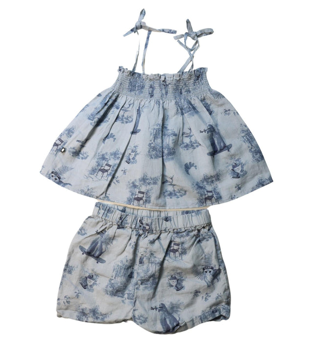 A Multicolour Shorts Sets from Oeuf in size 5T for girl. (Back View)