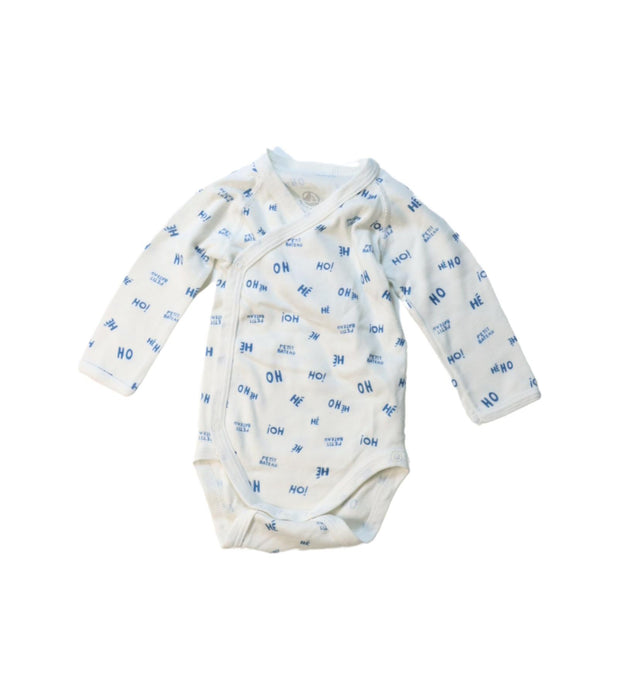 A Blue Long Sleeve Bodysuits from Petit Bateau in size 0-3M for neutral. (Front View)
