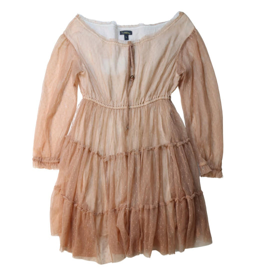 A Brown Long Sleeve Dresses from Velveteen in size 6T for girl. (Front View)