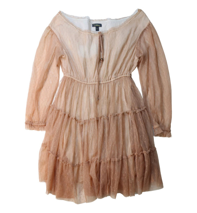 A Brown Long Sleeve Dresses from Velveteen in size 6T for girl. (Front View)