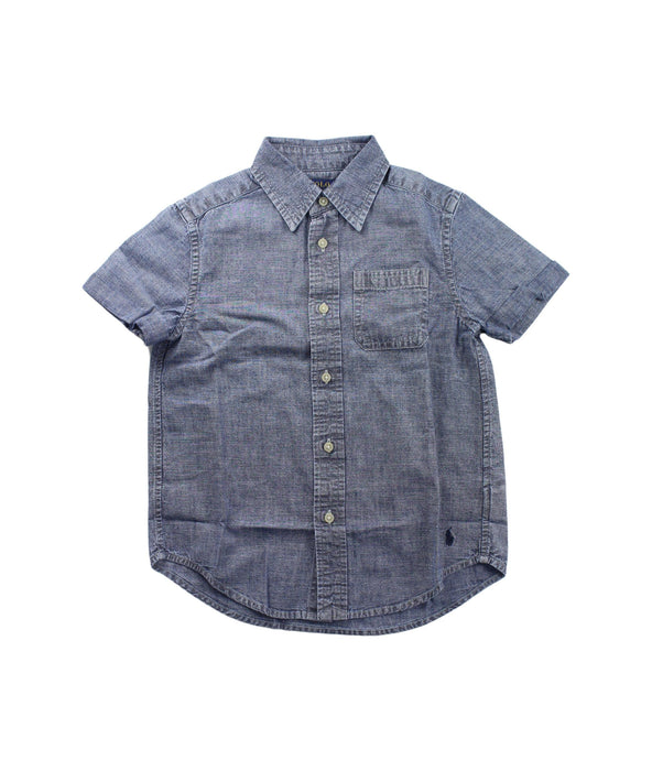 A Blue Short Sleeve Polos from Polo Ralph Lauren in size 5T for boy. (Front View)