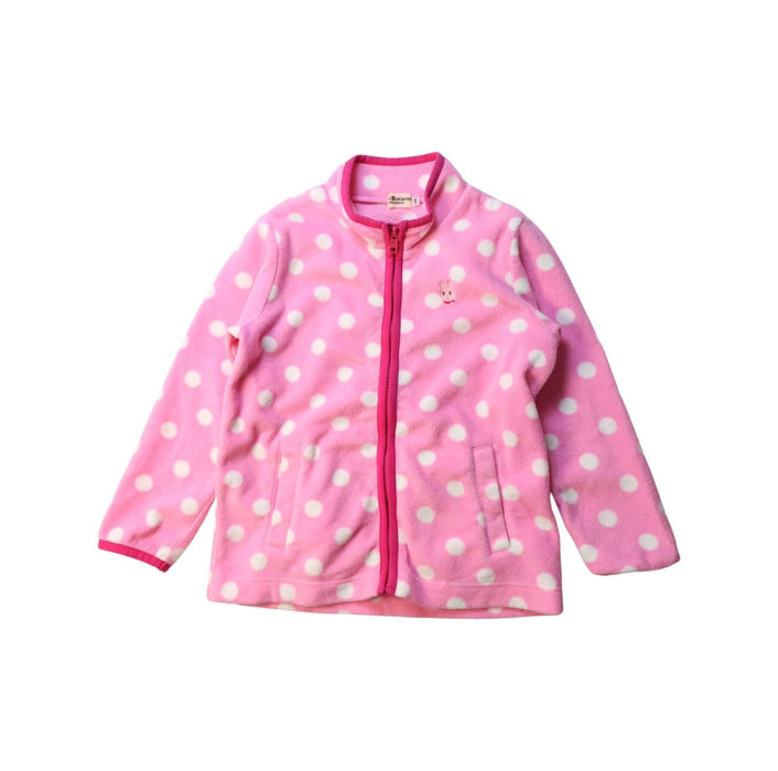 A Pink Lightweight Jackets from Miki House in size 4T for girl. (Front View)