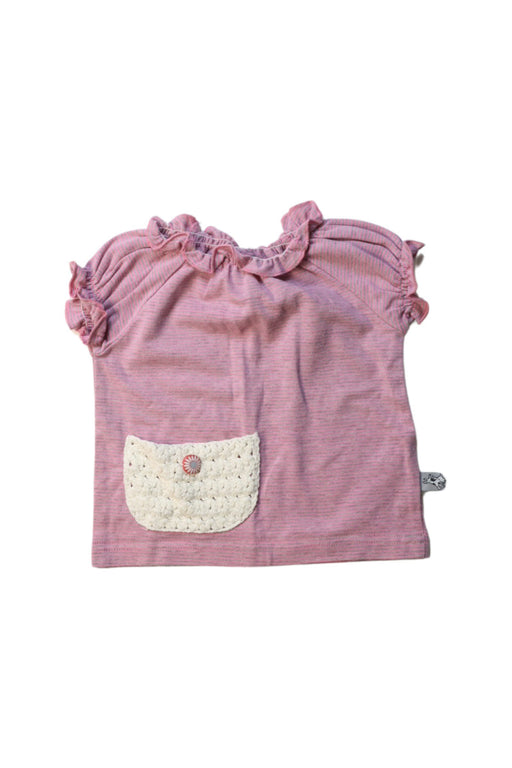 A Pink Short Sleeve Tops from and the little dog laughed in size 3-6M for girl. (Front View)