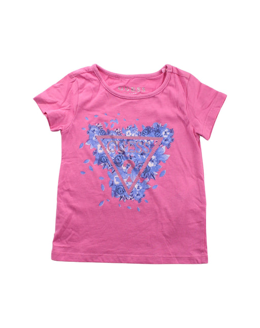 A Pink Short Sleeve T Shirts from Guess in size 2T for girl. (Front View)