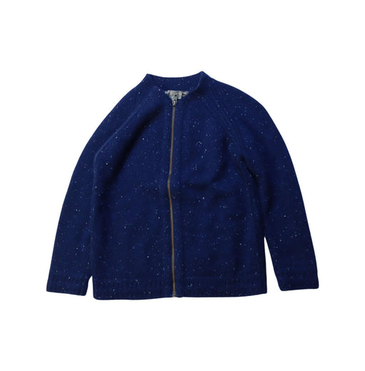 A Blue Zippered Sweatshirts from Bonpoint in size 4T for girl. (Front View)
