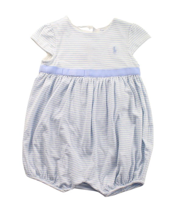 A Blue Short Sleeve Rompers from Ralph Lauren in size 12-18M for girl. (Front View)
