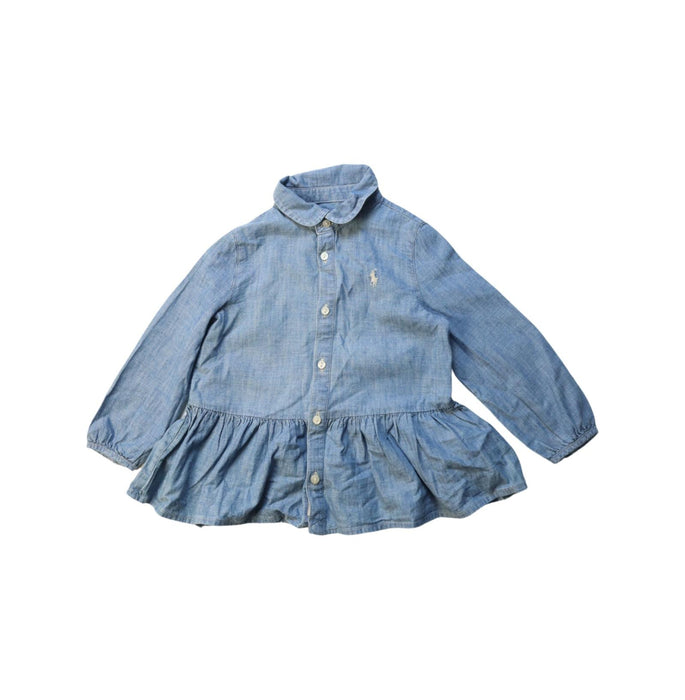 A Blue Long Sleeve Dresses from Ralph Lauren in size 12-18M for girl. (Front View)