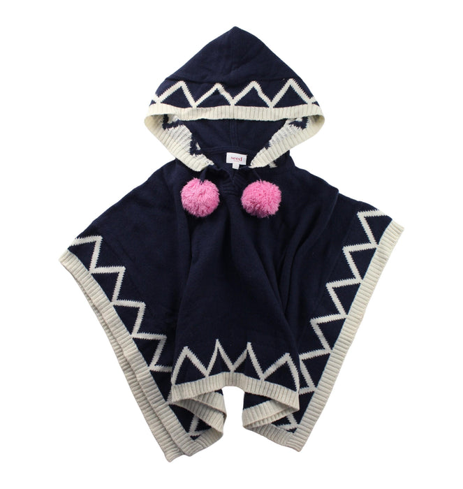 A Blue Capes & Ponchos from Seed in size 2T for girl. (Front View)