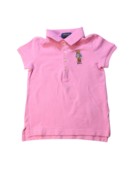 A Pink Short Sleeve Polos from Polo Ralph Lauren in size 5T for girl. (Front View)