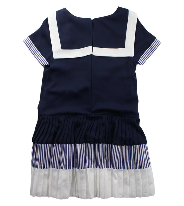 A Navy Short Sleeve Dresses from Lapin House in size 8Y for girl. (Back View)