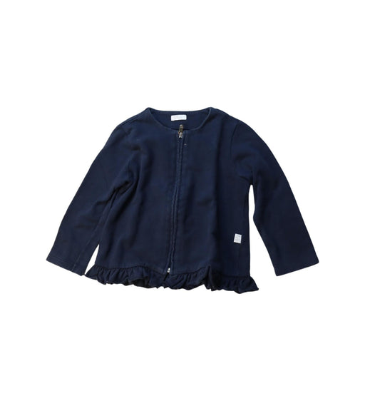 A Navy Zippered Sweatshirts from Il Gufo in size 3T for girl. (Front View)