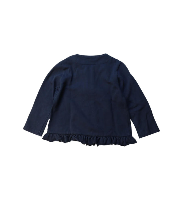 A Navy Zippered Sweatshirts from Il Gufo in size 3T for girl. (Back View)