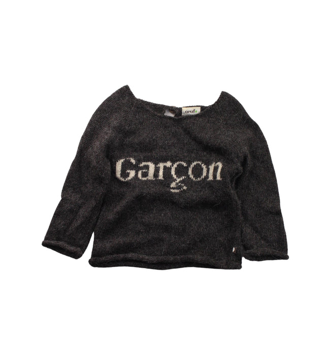 A Black Knit Sweaters from Oeuf in size 6-12M for girl. (Front View)