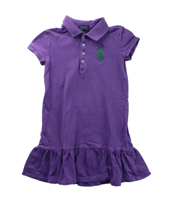 A Purple Short Sleeve Dresses from Polo Ralph Lauren in size 5T for girl. (Front View)