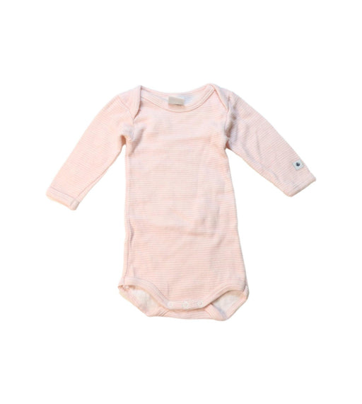 A Pink Long Sleeve Bodysuits from Petit Bateau in size 0-3M for girl. (Front View)