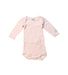 A Pink Long Sleeve Bodysuits from Petit Bateau in size 0-3M for girl. (Front View)