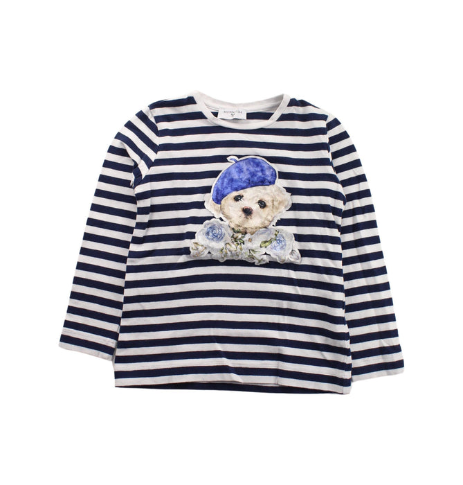A Blue Long Sleeve T Shirts from Monnalisa in size 5T for girl. (Front View)