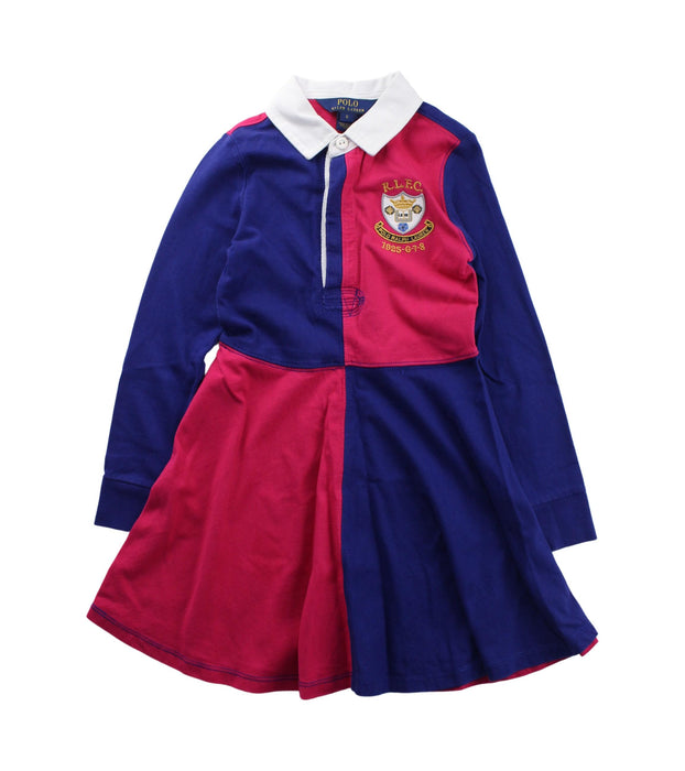 A Blue Long Sleeve Dresses from Polo Ralph Lauren in size 6T for girl. (Front View)