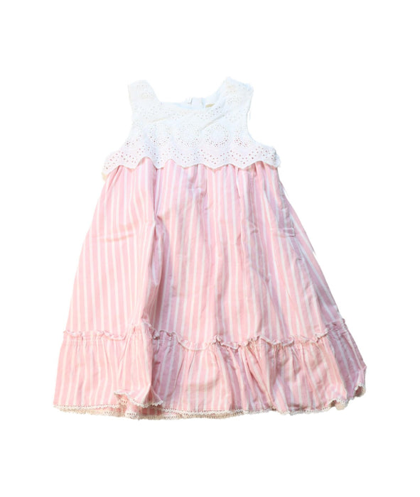 A Pink Sleeveless Dresses from Chickeeduck in size 4T for girl. (Front View)