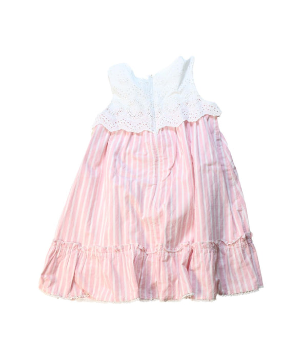 A Pink Sleeveless Dresses from Chickeeduck in size 4T for girl. (Back View)