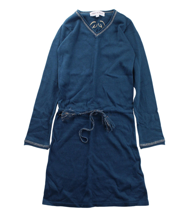 A Blue Long Sleeve Dresses from Excuse My French in size 4T for girl. (Front View)
