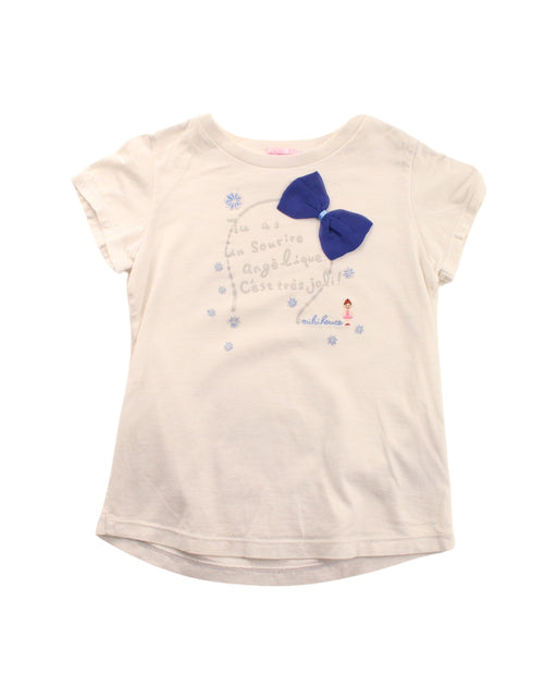A White Short Sleeve T Shirts from Miki House in size 4T for girl. (Front View)