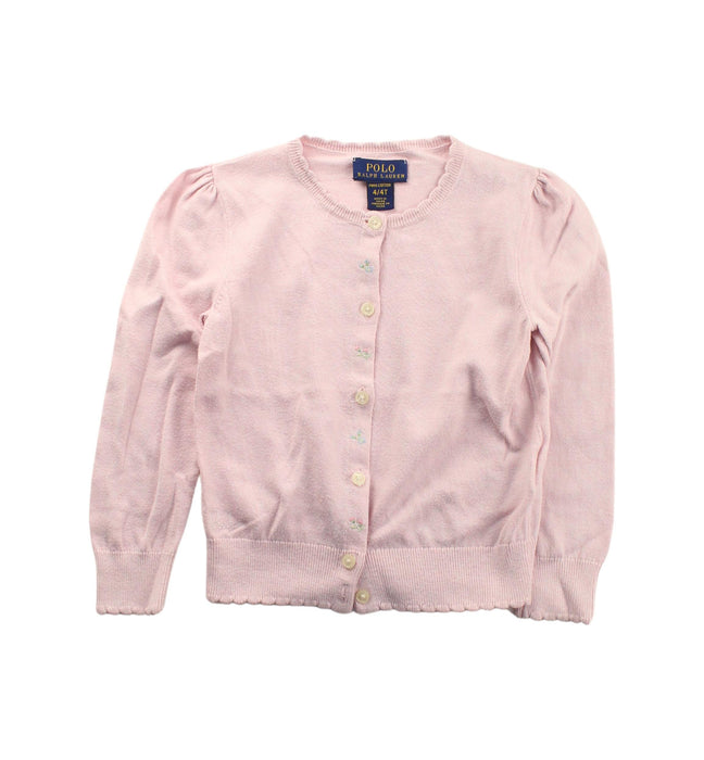 A Pink Cardigans from Polo Ralph Lauren in size 4T for girl. (Front View)