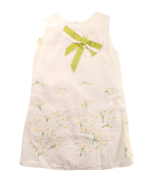 A White Sleeveless Dresses from I Pinco Pallino in size 4T for girl. (Front View)