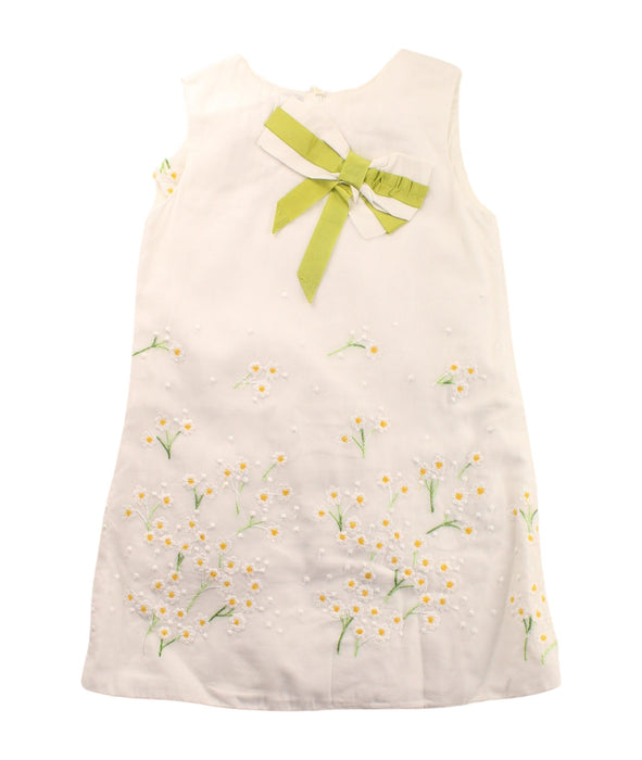 A White Sleeveless Dresses from I Pinco Pallino in size 4T for girl. (Front View)