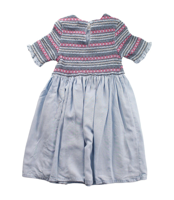 A Blue Short Sleeve Dresses from Seed in size 5T for girl. (Back View)