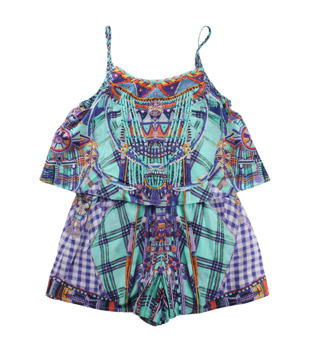 A Green Sleeveless Rompers from Camilla in size 8Y for girl. (Front View)