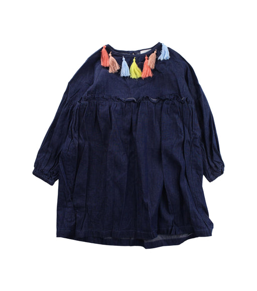 A Blue Long Sleeve Dresses from Seed in size 6T for girl. (Front View)
