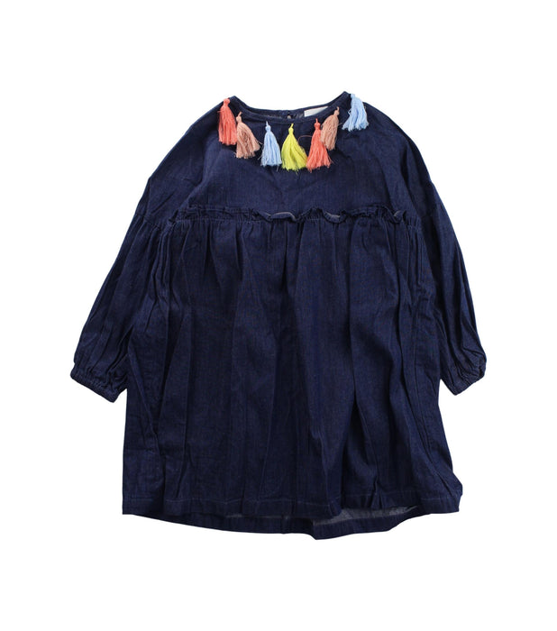 A Blue Long Sleeve Dresses from Seed in size 6T for girl. (Front View)