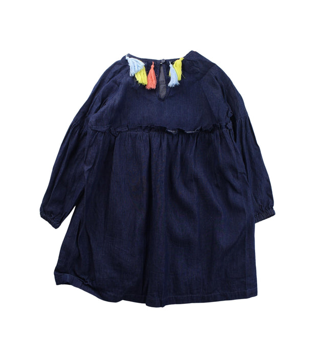 A Blue Long Sleeve Dresses from Seed in size 6T for girl. (Back View)