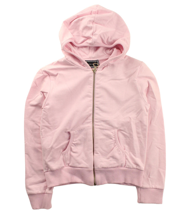 A Pink Zippered Sweatshirts from Young Versace in size 8Y for girl. (Front View)