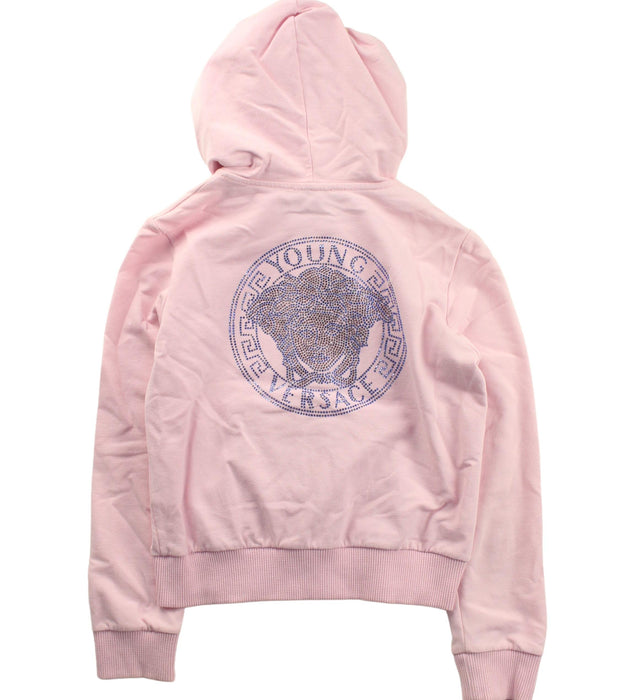 A Pink Zippered Sweatshirts from Young Versace in size 8Y for girl. (Back View)