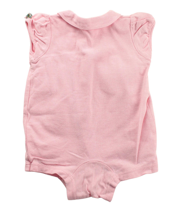 A Pink Short Sleeve Bodysuits from Familiar in size 6-12M for girl. (Back View)