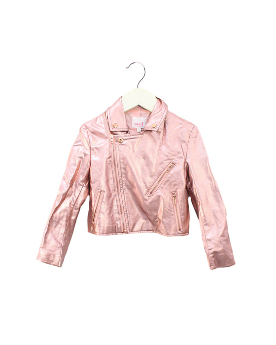 A Pink Lightweight Jackets from Seed in size 3T for girl. (Front View)