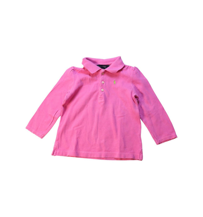 A Pink Long Sleeve Polos from Ralph Lauren in size 2T for girl. (Front View)