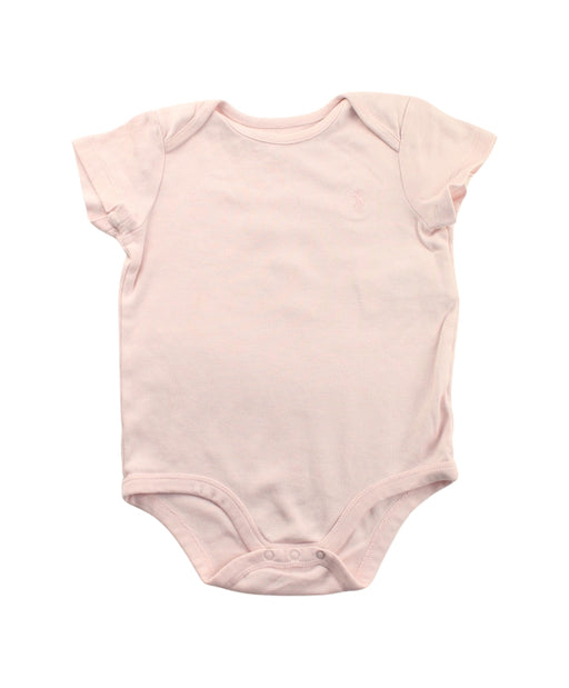 A Pink Short Sleeve Bodysuits from Ralph Lauren in size 12-18M for girl. (Front View)