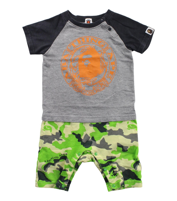 A Grey Short Sleeve Rompers from BAPE KIDS in size 12-18M for boy. (Front View)