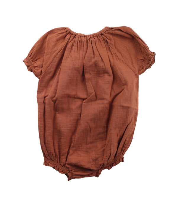 A Brown Short Sleeve Bodysuits from LiiLU in size 12-18M for girl. (Back View)