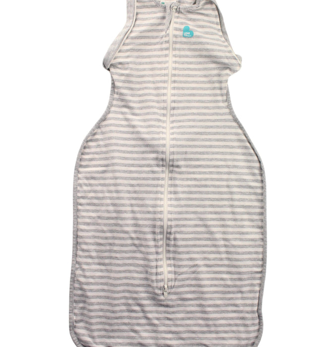 A Grey Sleepsacs from Love To Dream in size 6-12M for neutral. (Front View)